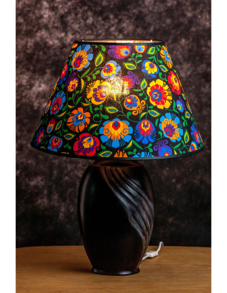 FOLKOWA LAMPA CERAMICZNA "S"AB.CZARNY/CZARNY PRZETARTY /HANDMADE/