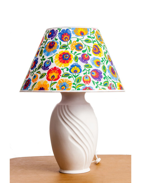 FOLKOWA LAMPA CERAMICZNA "S"AB.BIAŁY/BIAŁY PRZETARTY /HANDMADE/