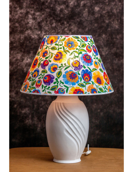 FOLKOWA LAMPA CERAMICZNA "S"AB.BIAŁY/BIAŁY PRZETARTY /HANDMADE/