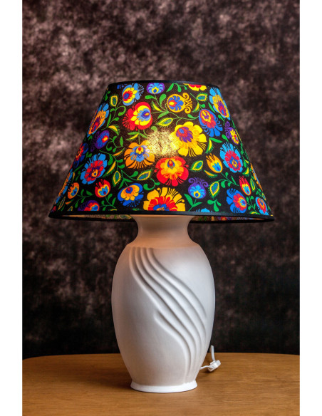 FOLKOWA LAMPA CERAMICZNA "S"AB.CZARNY/BIAŁY PRZETARTY /HANDMADE/