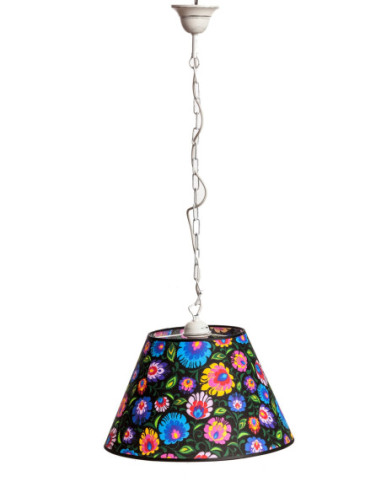 Lampa wisząca FOLK łańcuszek ABAŻUR STOŻEK CZARNY