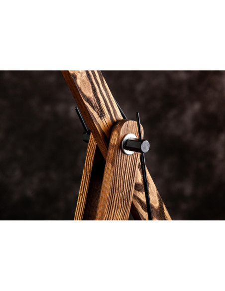 Lampa loftowa stojąca WOODEN CRANE /HANDMADE/ ABAŻUR SZARY