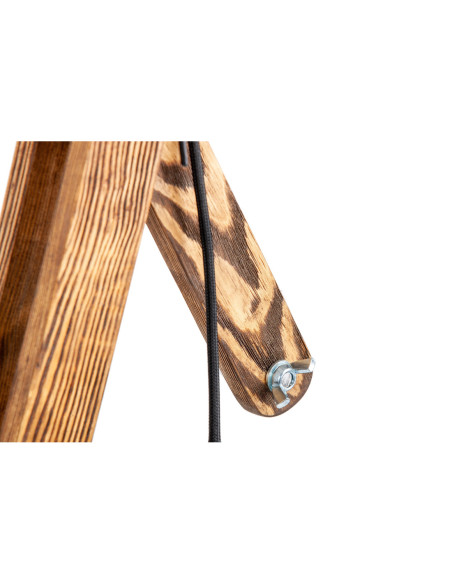 Lampa loftowa stojąca WOODEN CRANE /HANDMADE/ ABAŻUR SZARY