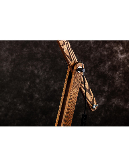 Lampa drewniana stojąca loftowa WOODEN CRANE /HANDMADE/ ABAŻUR ECRU