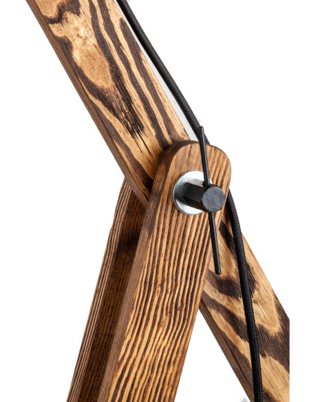 Lampa loftowa stojąca WOODEN CRANE /HANDMADE/ ABAŻUR CZARNY
