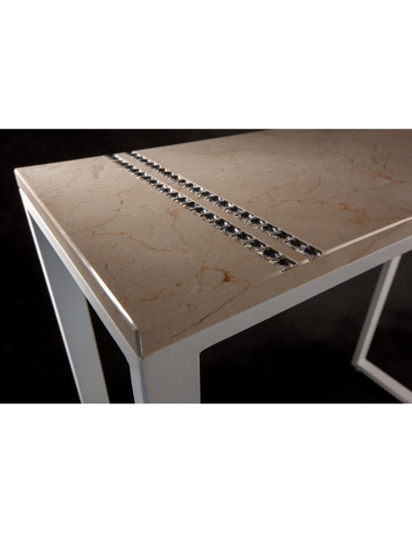 KONSOLA MARMUR CREMA MARFIL /KRYSZTAŁ SREBNY 90X31X85 /BIAŁA STRUKTURA