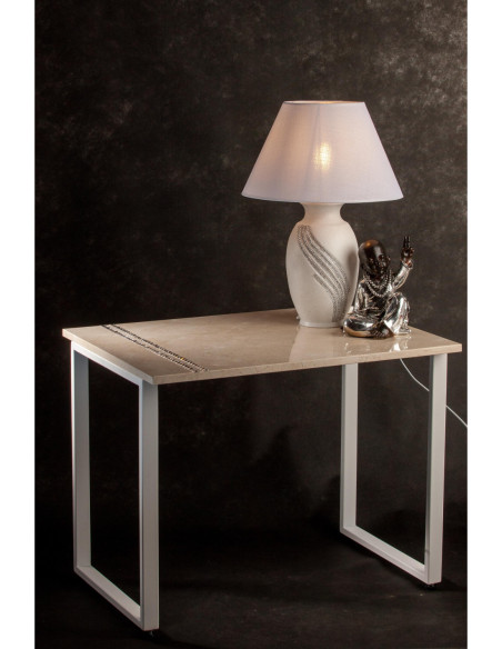 STOLIK KAWOWY CREMA MARFIL/KRYSZTAŁ SREBNY 60,6X80/65 / BIAŁA STRUKTURA