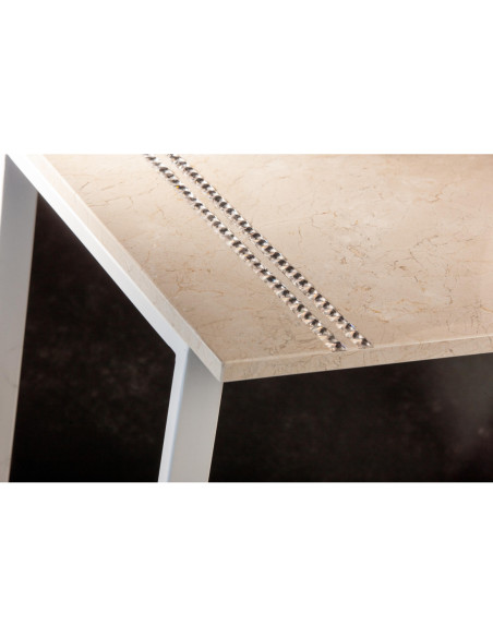 STOLIK KAWOWY CREMA MARFIL/KRYSZTAŁ SREBNY 60,6X80/65 / BIAŁA STRUKTURA