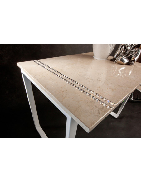 STOLIK KAWOWY CREMA MARFIL/KRYSZTAŁ SREBNY 60,6X80/65 / BIAŁA STRUKTURA