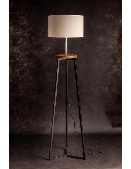 FLOKI CZARNY AB. ECRU/DREWNO JESION-HANDMADE