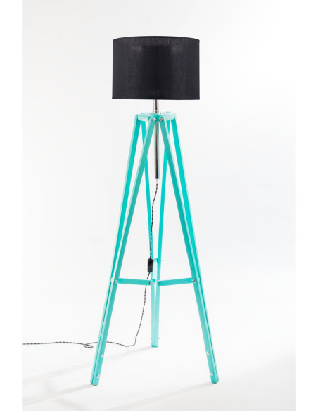 Lampa podłogowa TRIPOD w kolorze miętowym/abażur Czarny