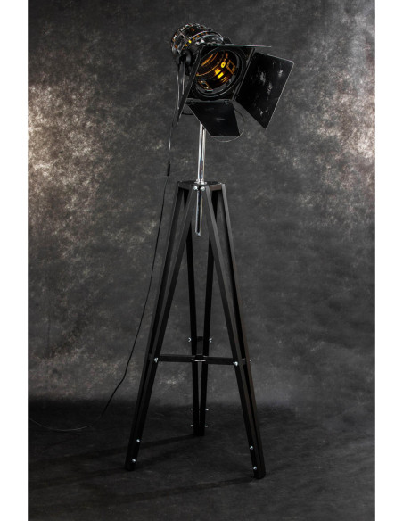 Lampa DREWNIANA Podłogowa BLACK Reflektor EXCLUSIVE