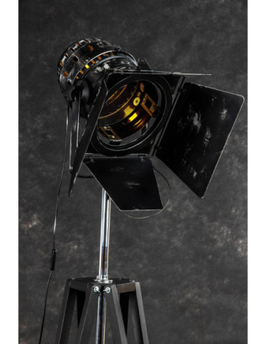 Lampa DREWNIANA Podłogowa BLACK Reflektor...