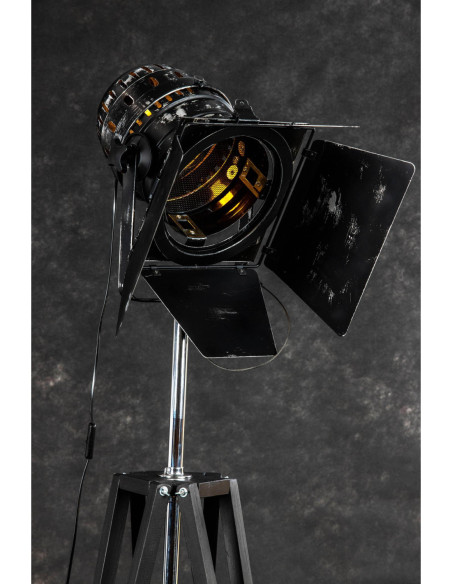 Lampa DREWNIANA Podłogowa BLACK Reflektor EXCLUSIVE