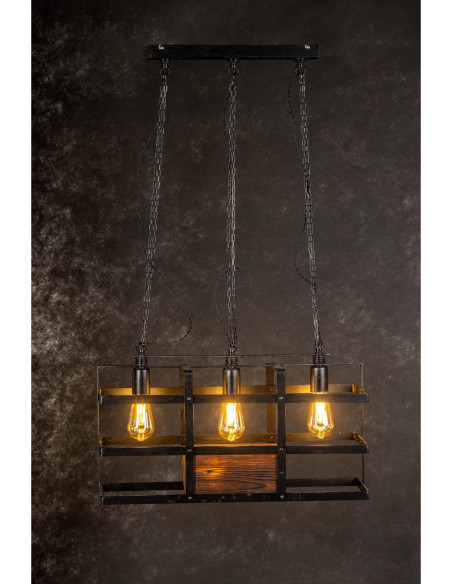 Lampa INDUSTRIALNA HANNIBAL 3L/DREWNO STARE