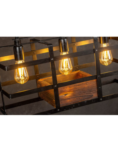 Lampa INDUSTRIALNA HANNIBAL 3L/DREWNO STARE