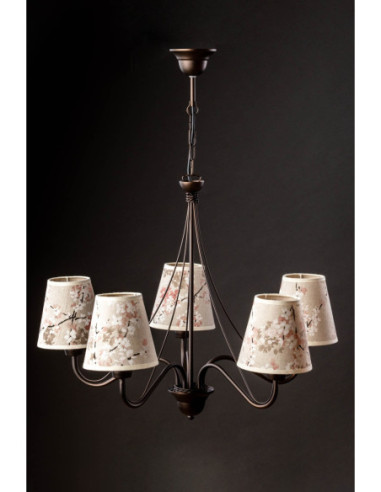 Żyrandol prowansalski KATRIN 5 WENGE/ AB KWIAT...