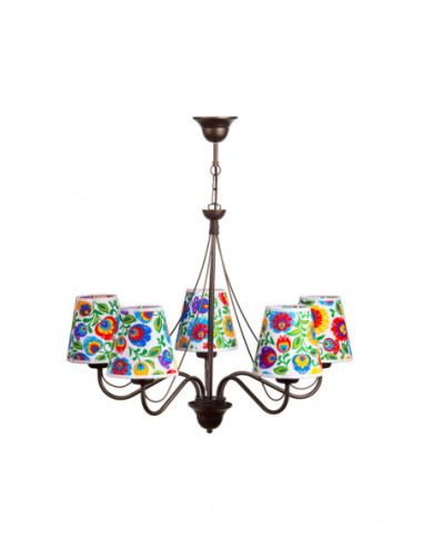 Żyrandol folk KATRIN 5 WENGE/ AB BIAŁY