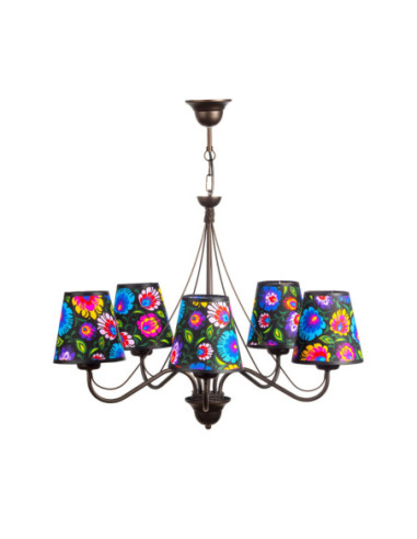 Żyrandol folk KATRIN 5 WENGE/ AB CZARNY