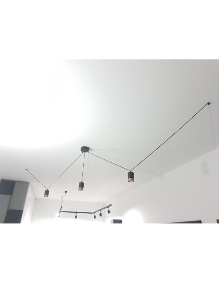 Lampa Pająk SOUL 3LP /czarna struktura/miedź/