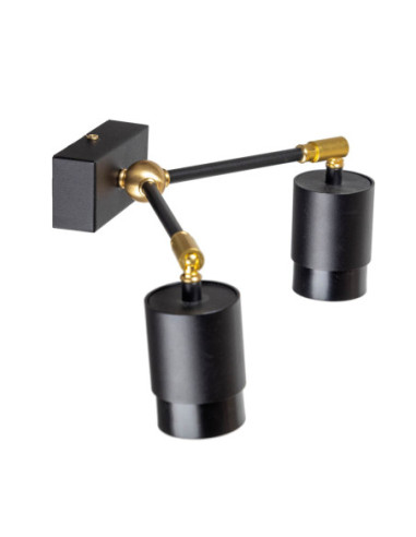 SOUL KINKIET 2P CZARNA STR./CZARNY GŁADKI/MOSIĄDZ