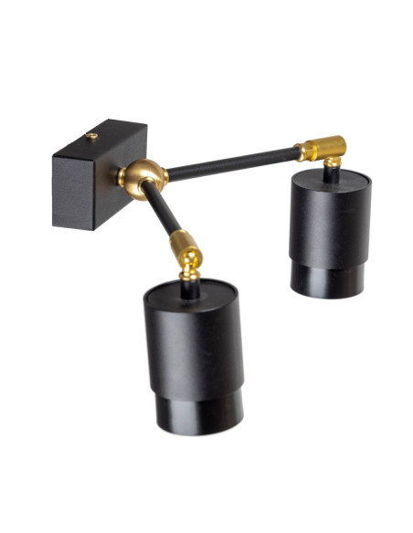 SOUL KINKIET 2P CZARNA STR./CZARNY GŁADKI/MOSIĄDZ