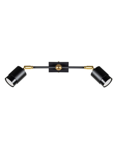 SOUL KINKIET 2P CZARNA STR./CZARNY GŁADKI/MOSIĄDZ