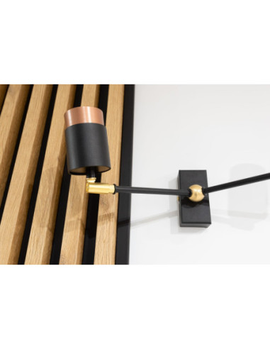 SOUL KINKIET 2P CZARNA STR./CZARNY GŁADKI/MOSIĄDZ