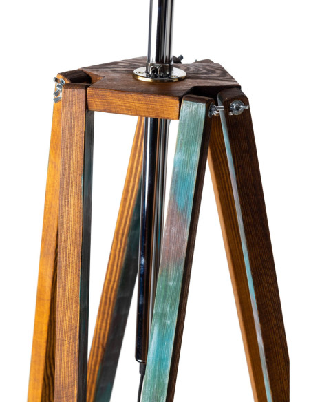 Lampa Podłogowa Kolonialna TRIPOD REFLEKTOR CZARNY/Handmade