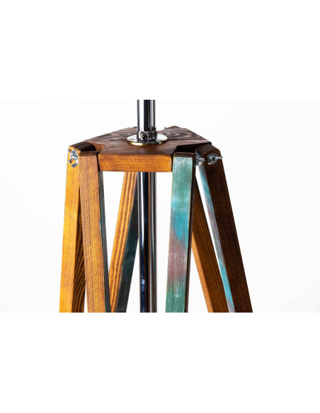 Lampa Podłogowa Kolonialna TRIPOD REFLEKTOR CZARNY/Handmade