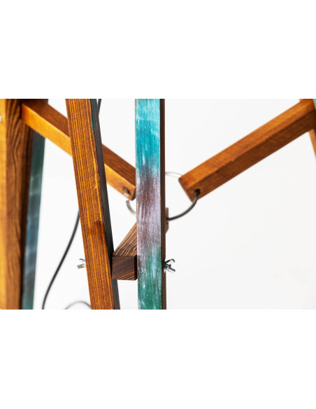 Lampa Podłogowa Kolonialna TRIPOD ABAŻUR CZARNY/Handmade