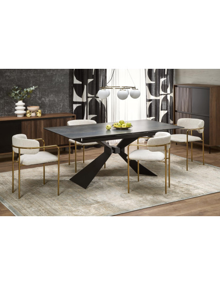 LUCIANO stół rozkładany, blat: niebieski marmur (2p 1szt)