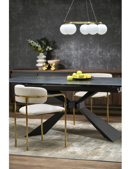 LUCIANO stół rozkładany, blat: niebieski marmur (2p 1szt)