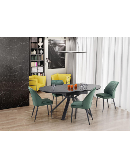 VERTIGO stół rozkładany, blat - czarny marmur, nogi - czarny (2p 1szt)