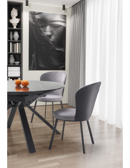 VERTIGO stół rozkładany, blat - czarny marmur, nogi - czarny (2p 1szt)