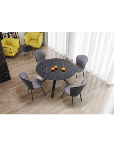 VERTIGO stół rozkładany, blat - czarny marmur, nogi - czarny (2p 1szt)