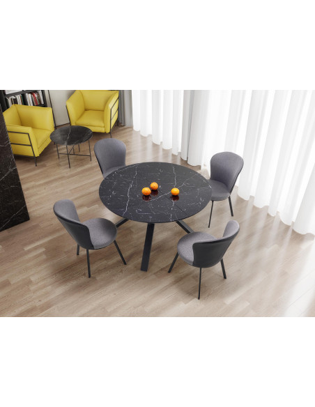 VERTIGO stół rozkładany, blat - czarny marmur, nogi - czarny (2p 1szt)