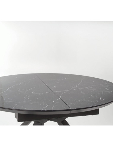 VERTIGO stół rozkładany, blat - czarny marmur, nogi - czarny (2p 1szt)