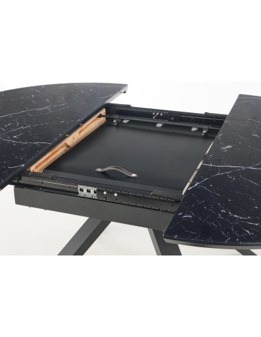 VERTIGO stół rozkładany, blat - czarny marmur, nogi - czarny (2p 1szt)