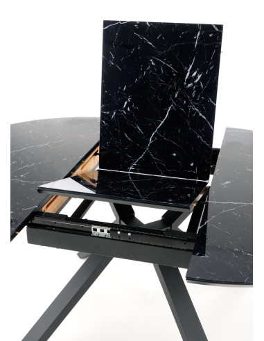 VERTIGO stół rozkładany, blat - czarny marmur, nogi - czarny (2p 1szt)