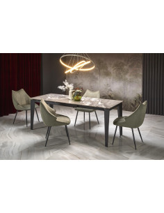 FELIX stół rozkładany, blat - popielaty marmur, nogi - czarny (2p 1szt)