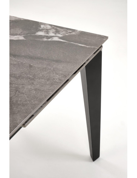 FELIX stół rozkładany, blat - popielaty marmur, nogi - czarny (2p 1szt)