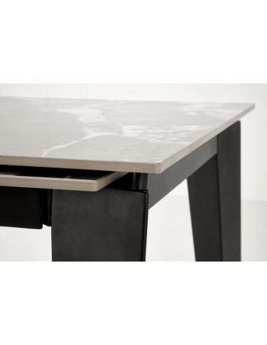 FELIX stół rozkładany, blat - popielaty marmur, nogi - czarny (2p 1szt)