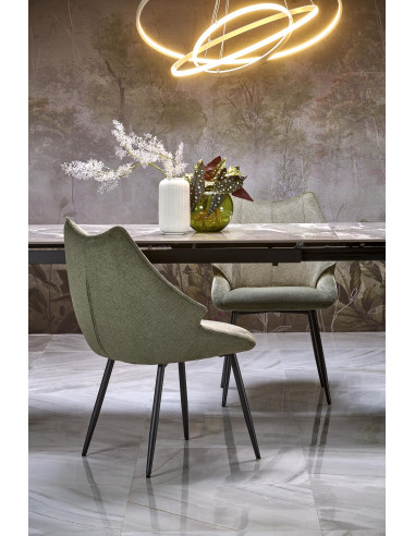 FELIX stół rozkładany, blat - popielaty marmur, nogi - czarny (2p 1szt)