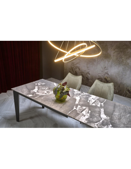 FELIX stół rozkładany, blat - popielaty marmur, nogi - czarny (2p 1szt)