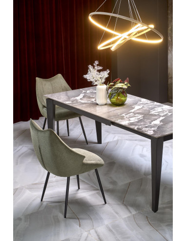 FELIX stół rozkładany, blat - popielaty marmur, nogi - czarny (2p 1szt)