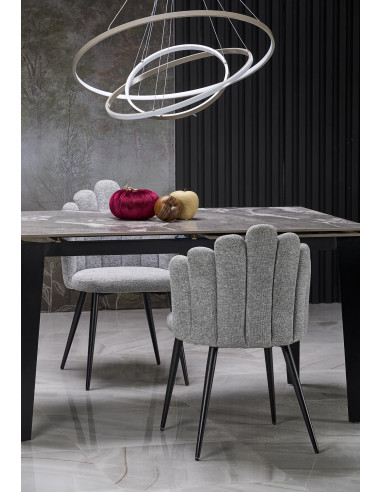 FELIX stół rozkładany, blat - popielaty marmur, nogi - czarny (2p 1szt)