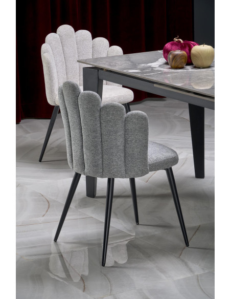 FELIX stół rozkładany, blat - popielaty marmur, nogi - czarny (2p 1szt)