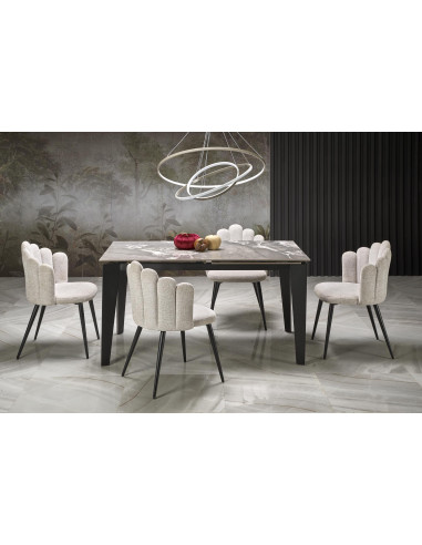 FELIX stół rozkładany, blat - popielaty marmur, nogi - czarny (2p 1szt)