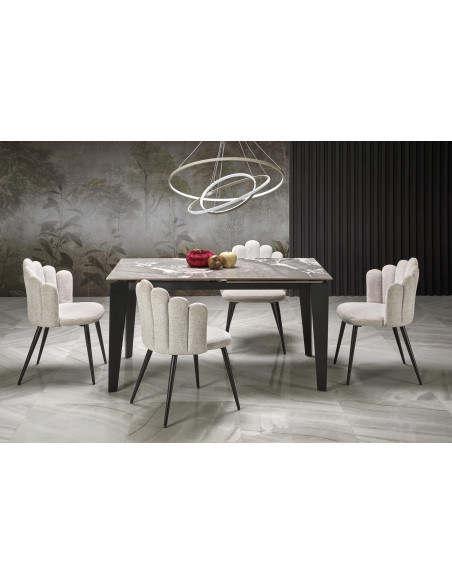 FELIX stół rozkładany, blat - popielaty marmur, nogi - czarny (2p 1szt)